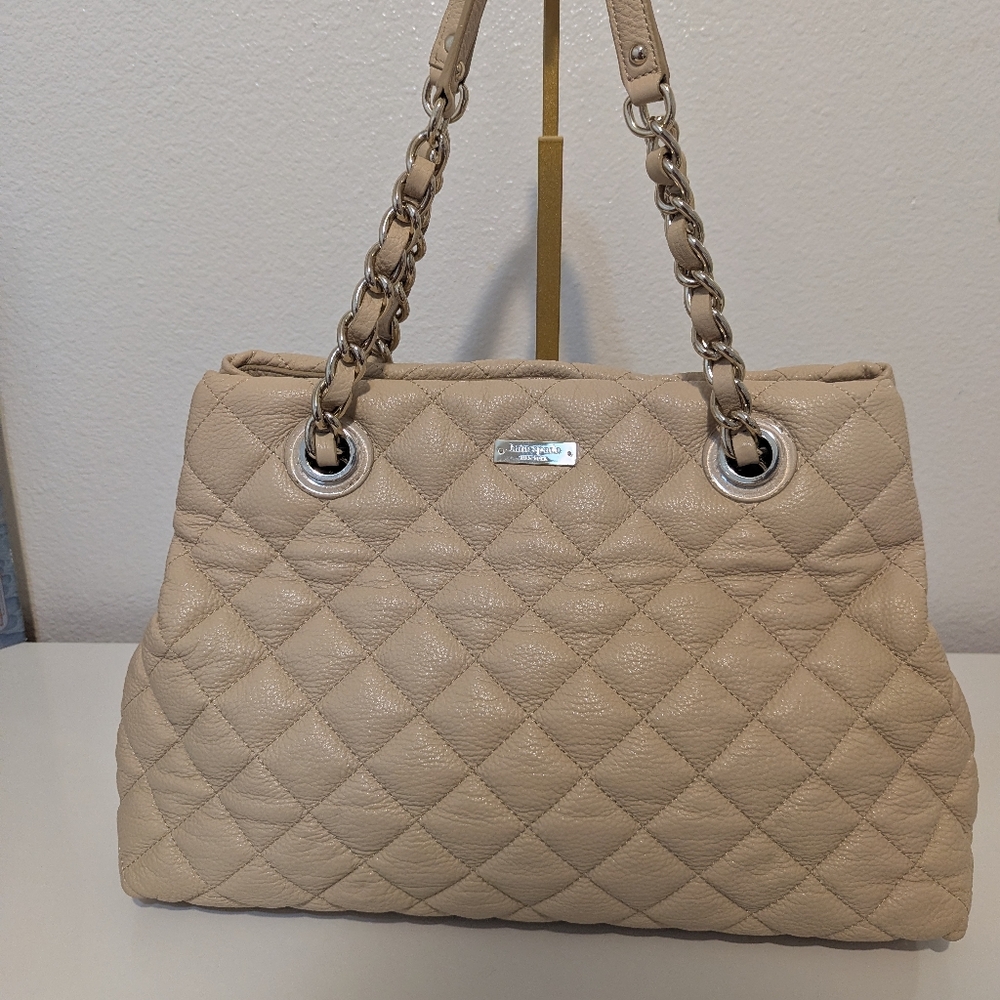 Kate Spade Quilted Tan Shoulder Bag Like New - Picture 2 of 12
